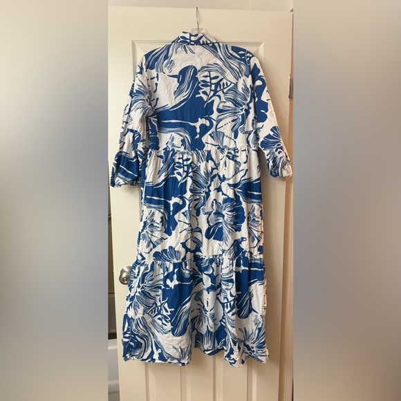 MAEVE by ANTHROPOLOGIE Bettina Blue Floral Tiered Maxi Dress Small S NWOT - Picture 7 of 8